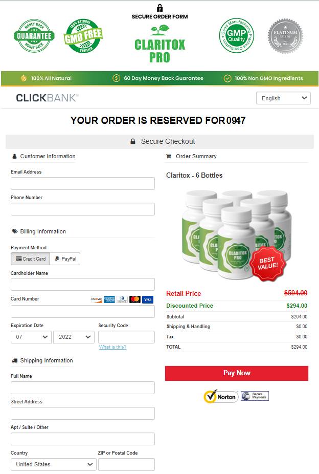 ClaritoxPro - Secure Order Page